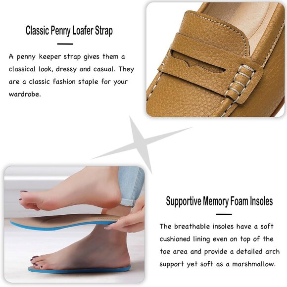 Kordal Women's Brown Leather Comfortable & Lightweight Penny Loafers Flats - Picture 4 of 9